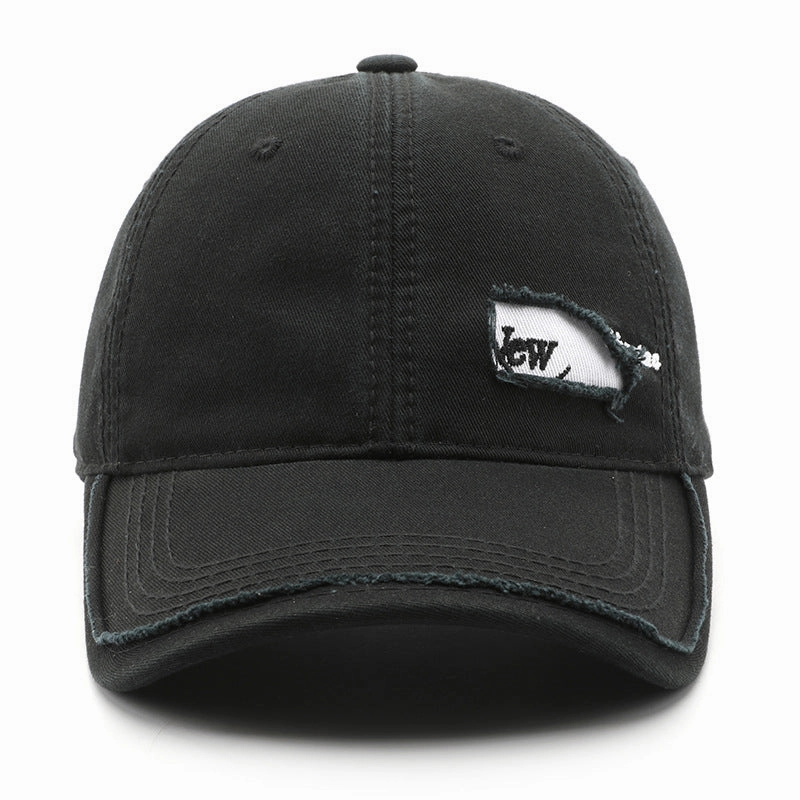 Wholesale Cotton Ripped Solid Color Letter Embroidered Baseball Cap