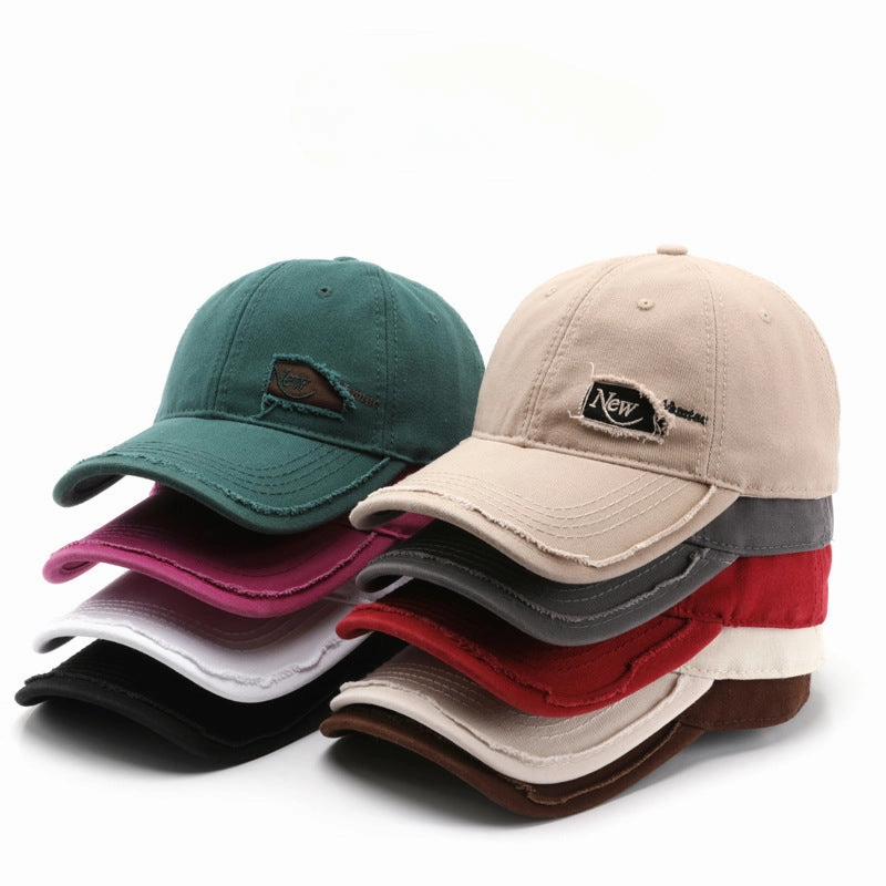Wholesale Cotton Ripped Solid Color Letter Embroidered Baseball Cap