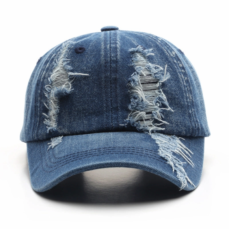 Wholesale Cotton Ripped Washed Distressed Denim Baseball Cap