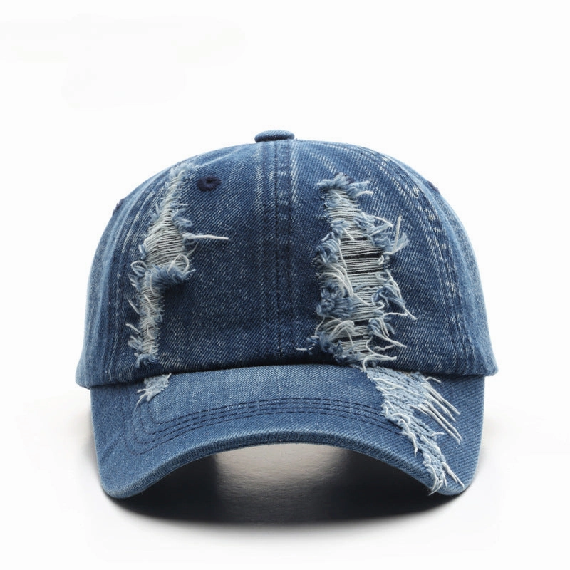 Wholesale Cotton Ripped Washed Distressed Denim Baseball Cap