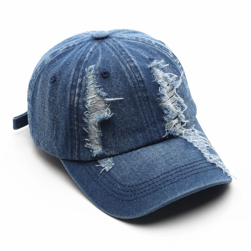 Wholesale Cotton Ripped Washed Distressed Denim Baseball Cap