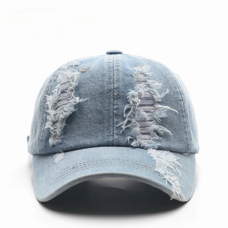 Wholesale Cotton Ripped Washed Distressed Denim Baseball Cap