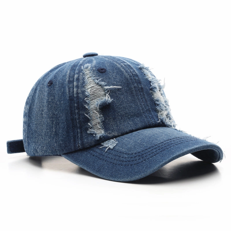 Wholesale Cotton Ripped Washed Distressed Denim Baseball Cap