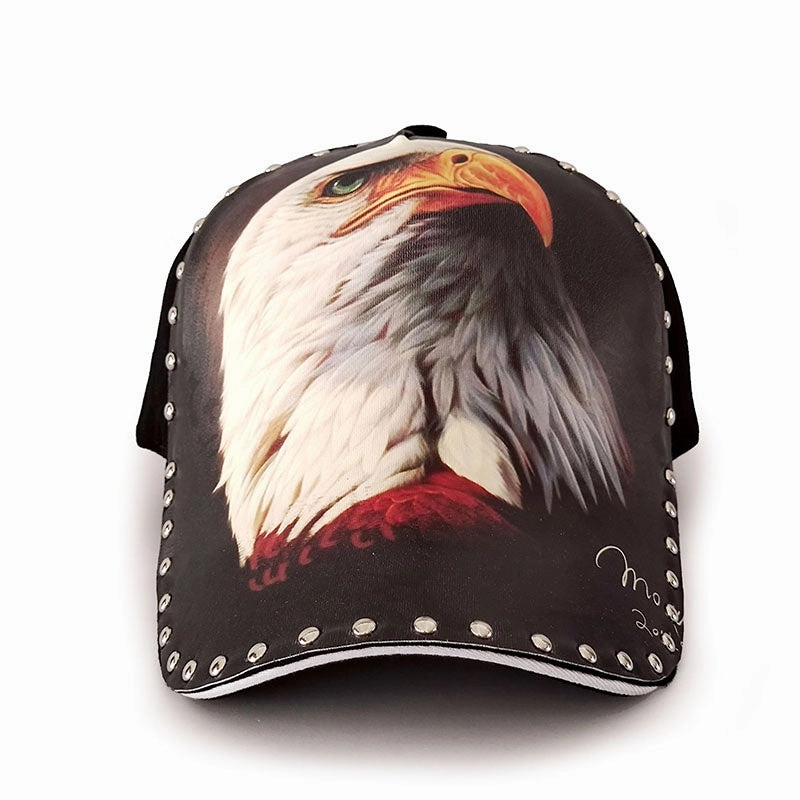 Wholesale Cotton Rivet Eagle 3D Printing Peaked Cap