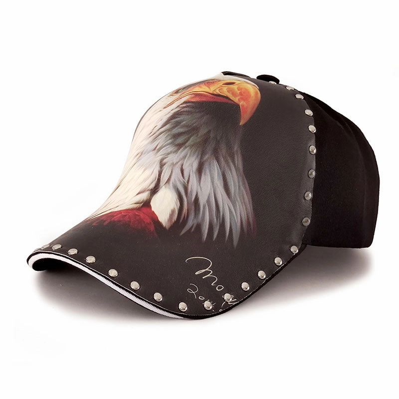 Wholesale Cotton Rivet Eagle 3D Printing Peaked Cap
