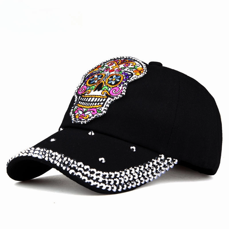 Wholesale Cotton Skeleton Embroidered Decal with Diamonds for Baseball Hats