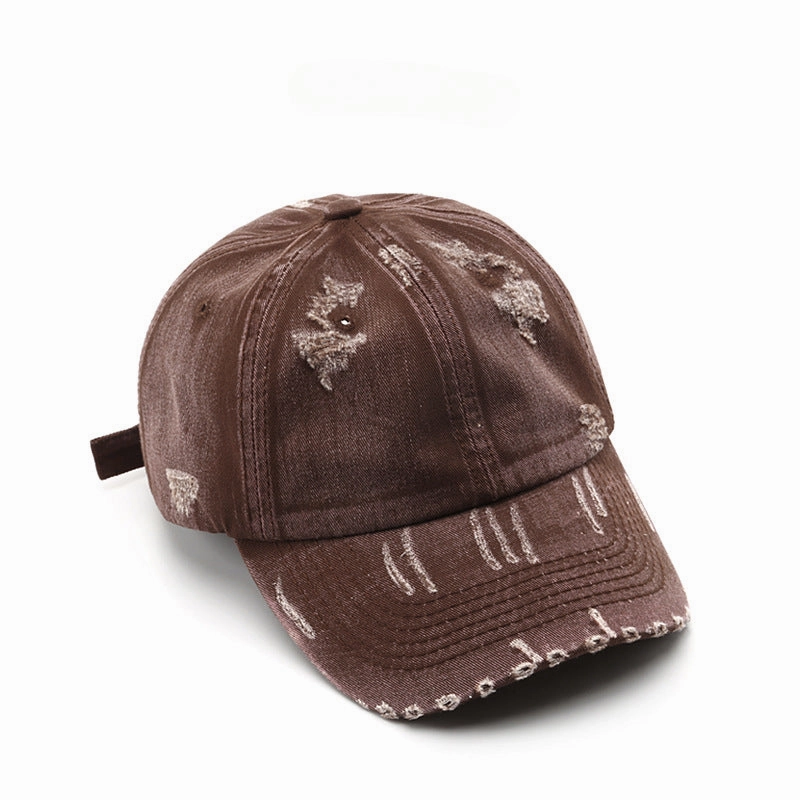 Wholesale Cotton Solid Color Ripped Washed Baseball Cap