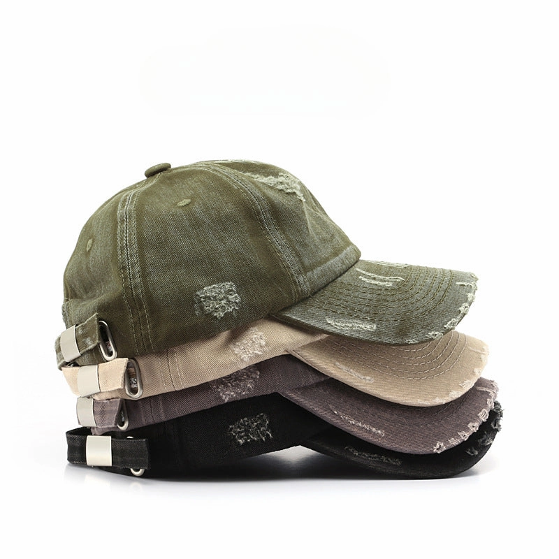 Wholesale Cotton Solid Color Ripped Washed Baseball Cap