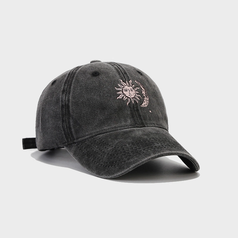 Wholesale Cotton Sun Moon Pattern Soft Top Baseball Cap