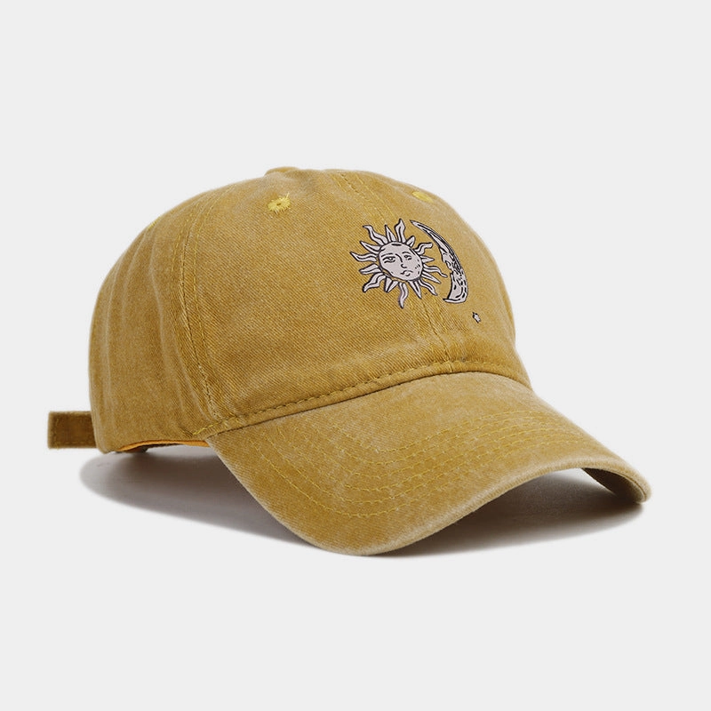 Wholesale Cotton Sun Moon Pattern Soft Top Baseball Cap