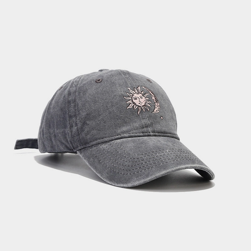 Wholesale Cotton Sun Moon Pattern Soft Top Baseball Cap