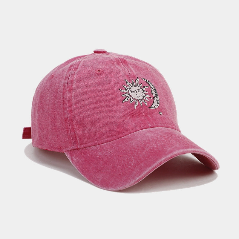 Wholesale Cotton Sun Moon Pattern Soft Top Baseball Cap