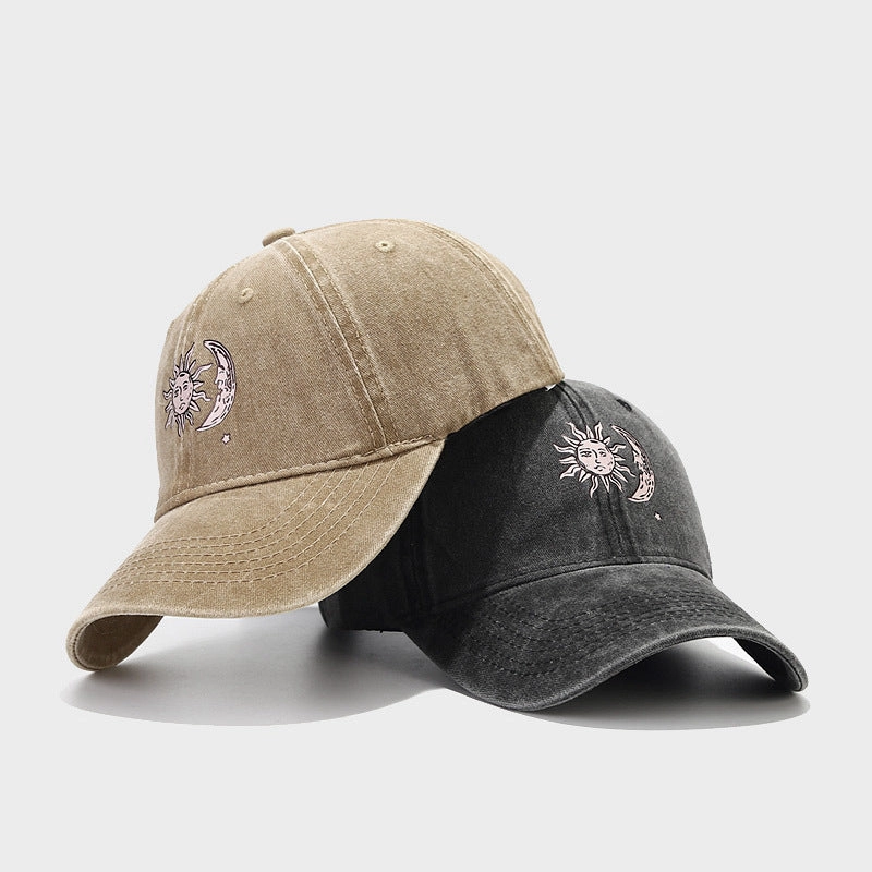 Wholesale Cotton Sun Moon Pattern Soft Top Baseball Cap
