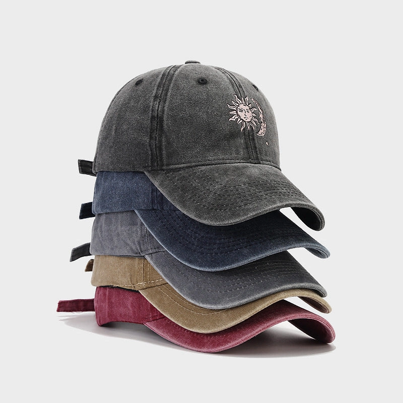 Wholesale Cotton Sun Moon Pattern Soft Top Baseball Cap