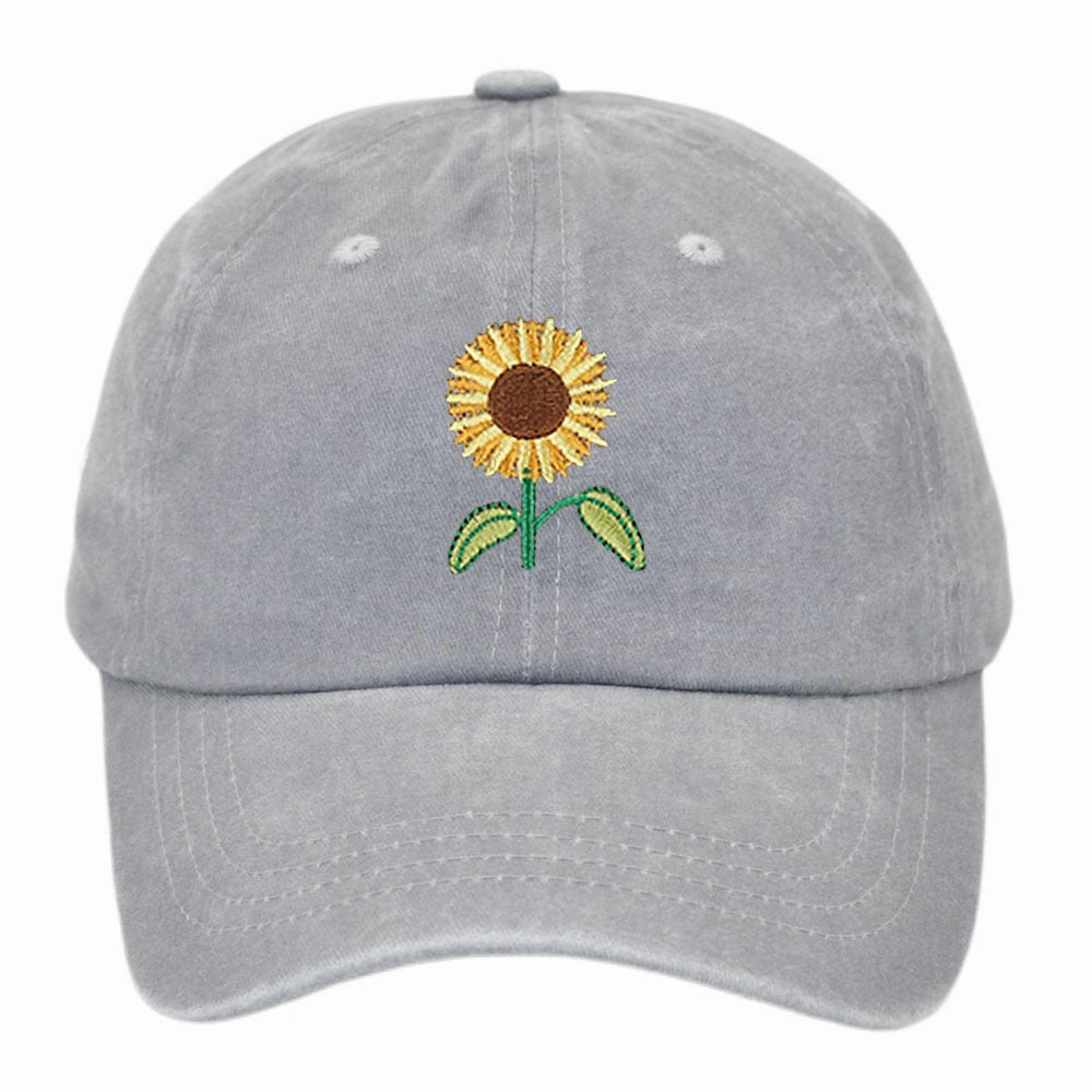 Wholesale Cotton Sunflower Embroidered Baseball Cap