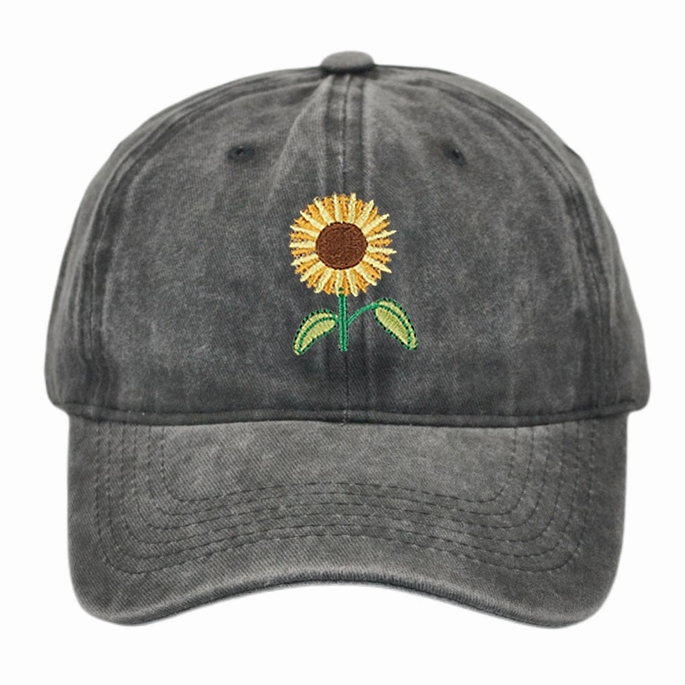 Wholesale Cotton Sunflower Embroidered Baseball Cap