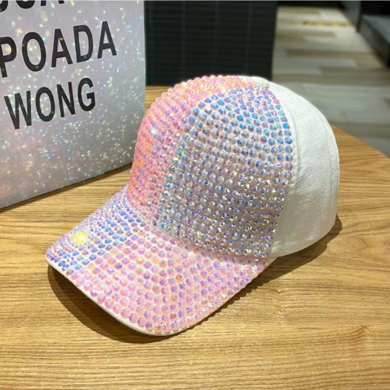 Wholesale Cotton Two-color Patchwork Diamond Studded Baseball Caps