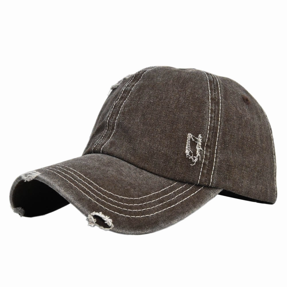 Wholesale Cotton Vintage Denim Ripped Baseball Cap