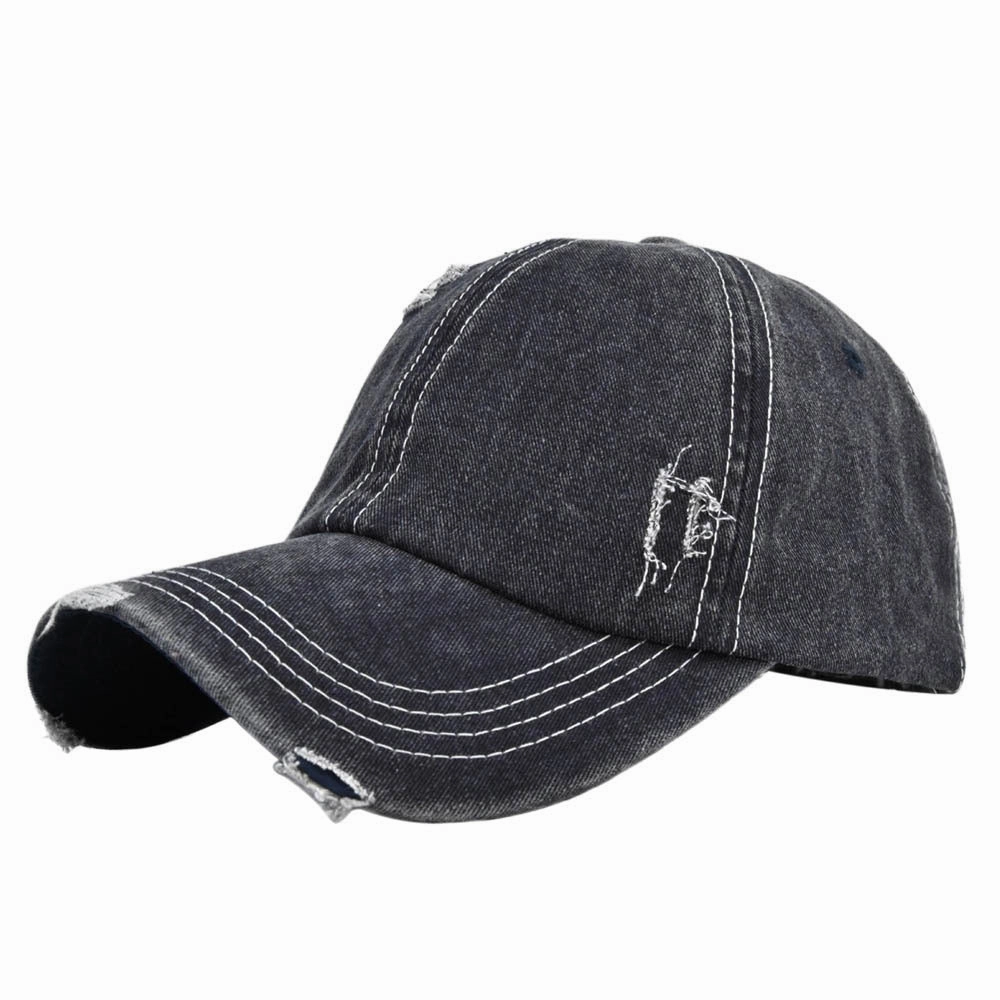 Wholesale Cotton Vintage Denim Ripped Baseball Cap