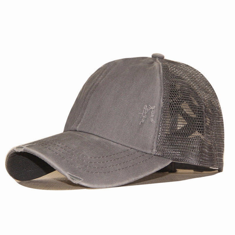 Wholesale Cotton Washable Cross Ponytail Summer Spring Autumn Worn Outdoor Sunscreen Hat Solid Baseball Cap