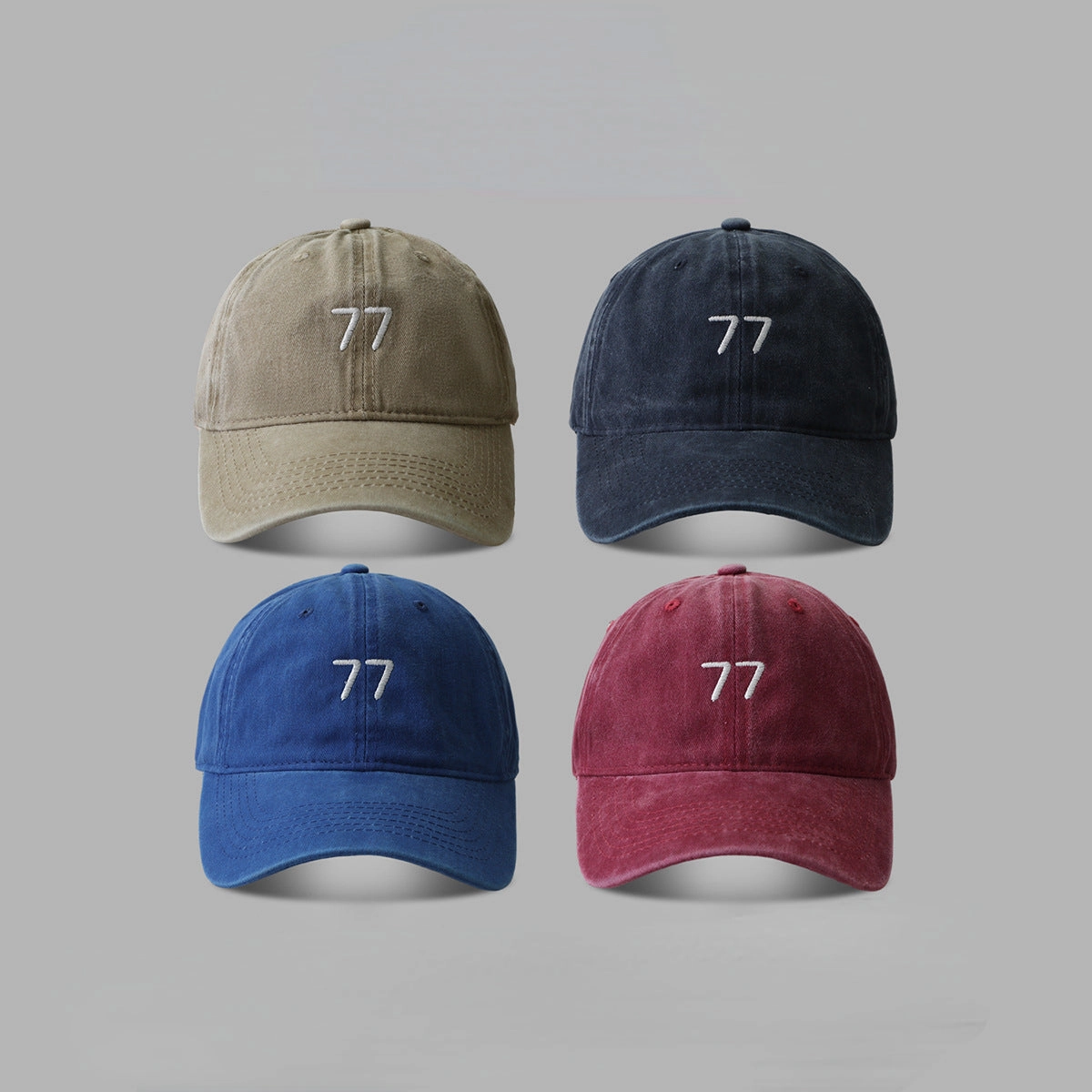 Wholesale Cotton Washed 77 Embroidered Baseball Cap