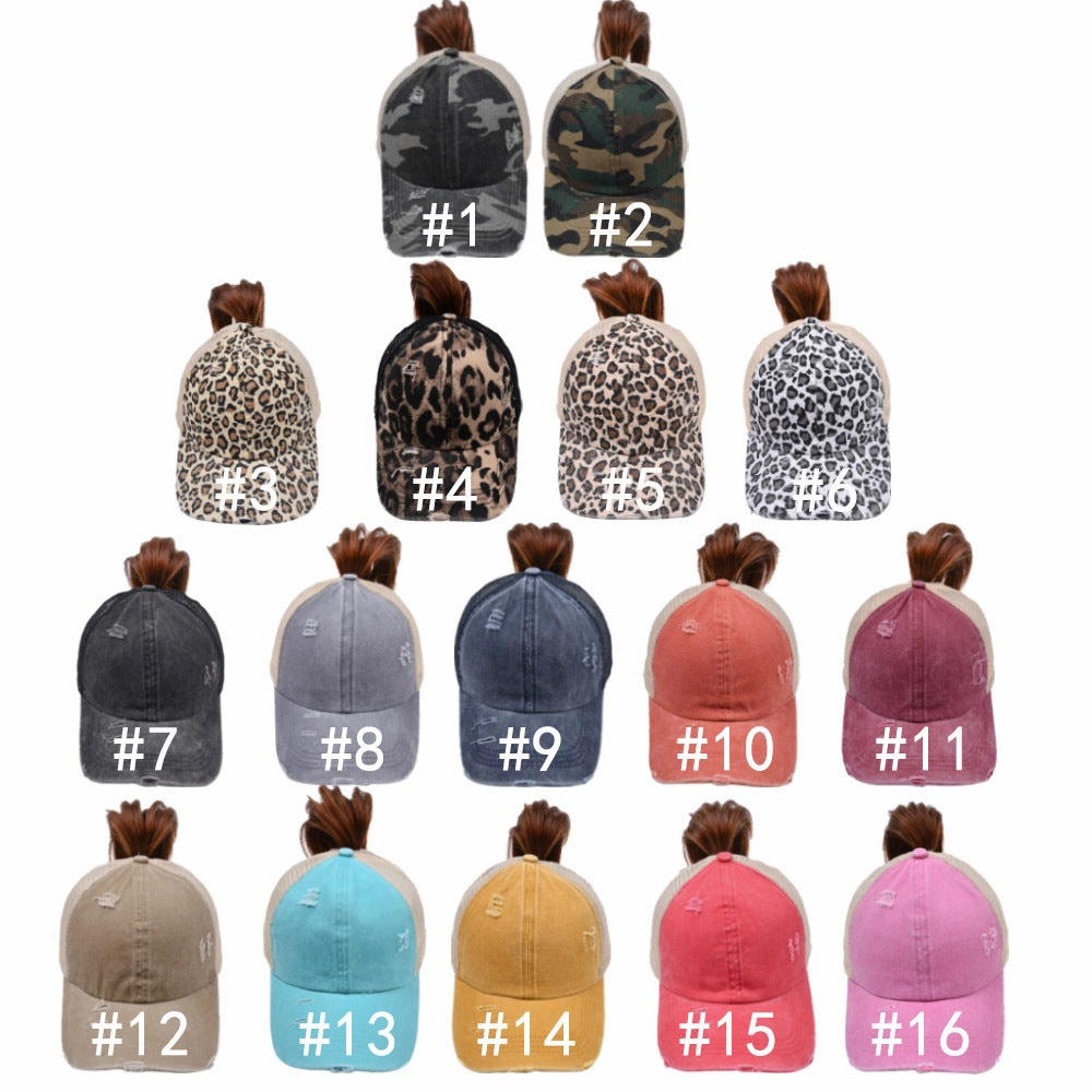 Wholesale Cotton Washed Cross Ponytail Baseball Cap