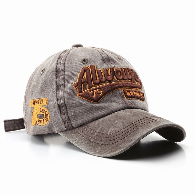 Wholesale Cotton Washed Distressed Letter Embroidery Baseball Cap