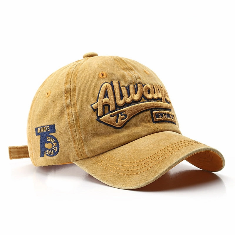 Wholesale Cotton Washed Distressed Letter Embroidery Baseball Cap