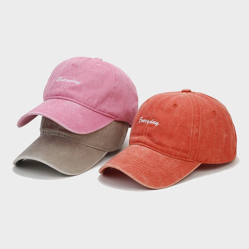 Wholesale Cotton Washed Embroidered Letters Curved Brim Baseball Cap