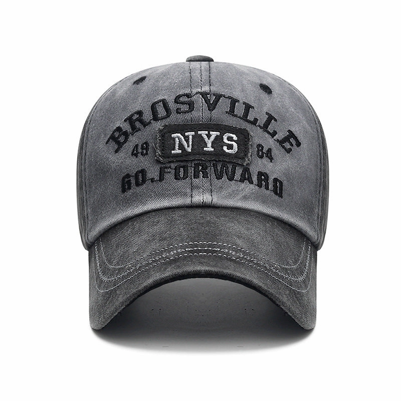 Wholesale Cotton Washed Old Letter Embroidered Baseball Caps
