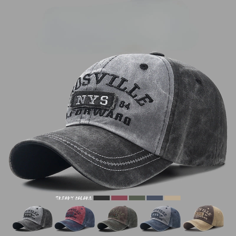 Wholesale Cotton Washed Old Letter Embroidered Baseball Caps