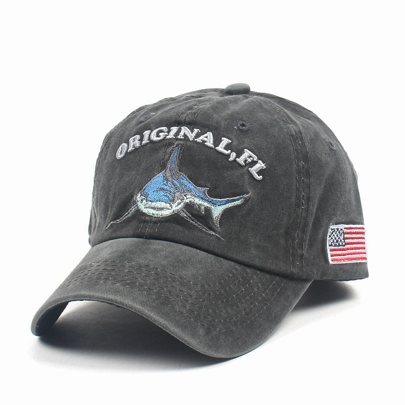 Wholesale Cotton Washed Vintage Sharks Baseball Cap