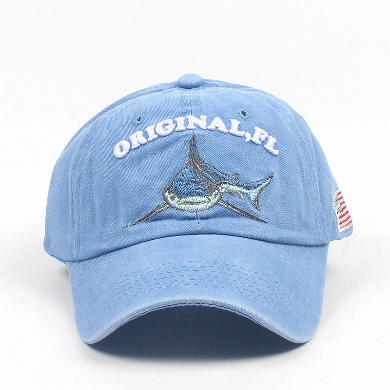 Wholesale Cotton Washed Vintage Sharks Baseball Cap