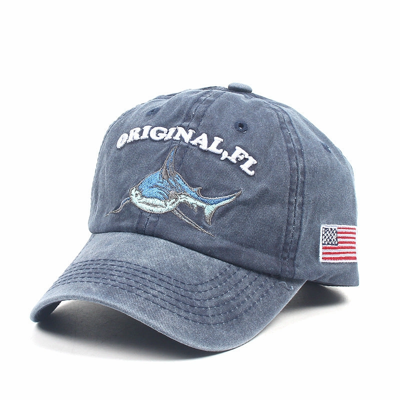 Wholesale Cotton Washed Vintage Sharks Baseball Cap