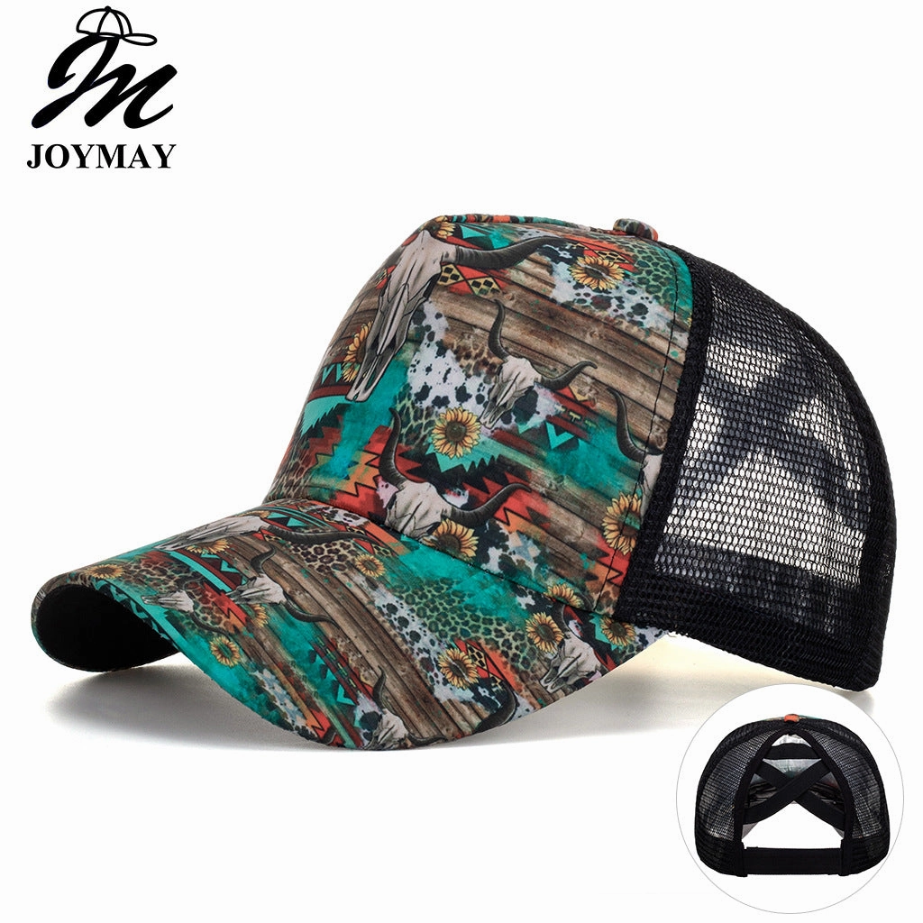 Wholesale  cow's head horizontal cross net cap baseball cap