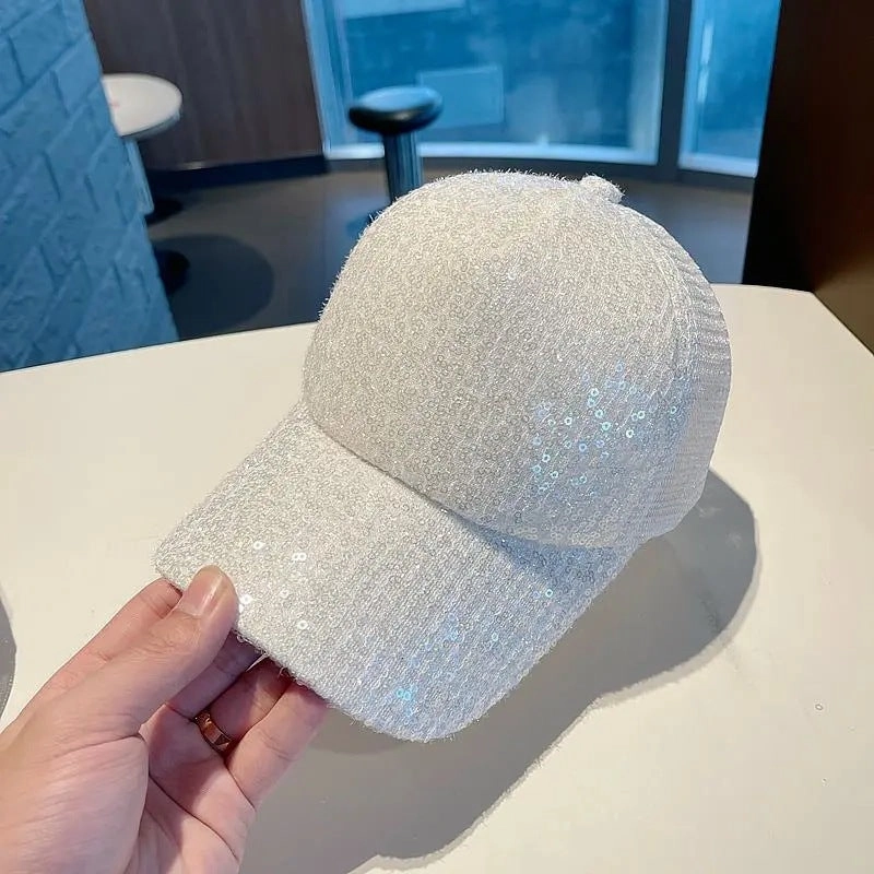 Wholesale Crystal Silk Small Sequin Baseball Net Cap