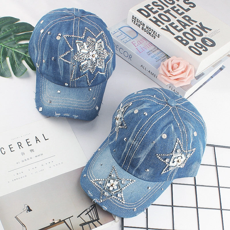 Wholesale Denim Rhinestone Baseball Caps