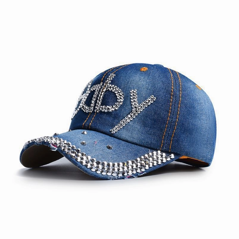 Wholesale Denim Rhinestone Baseball Caps