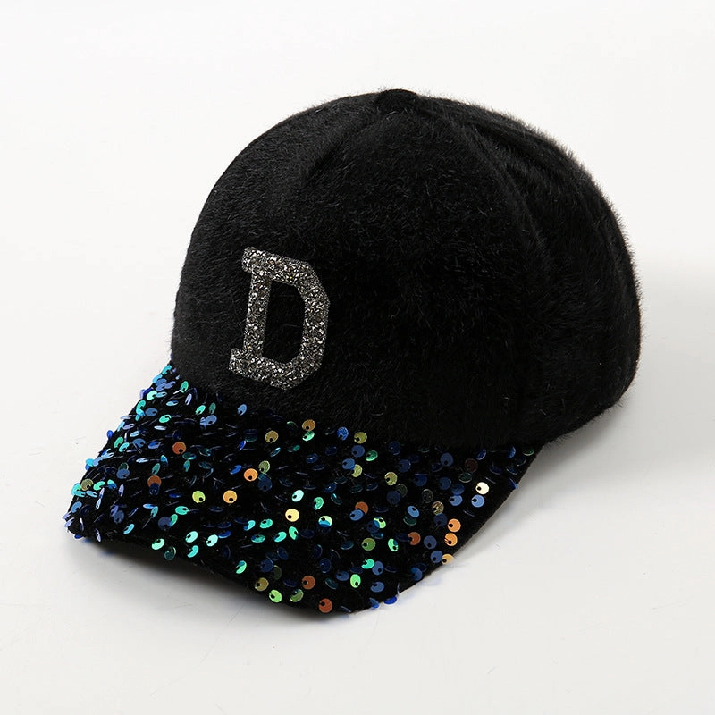 Wholesale Diamond D Letter Plush Imitation Baseball Cap