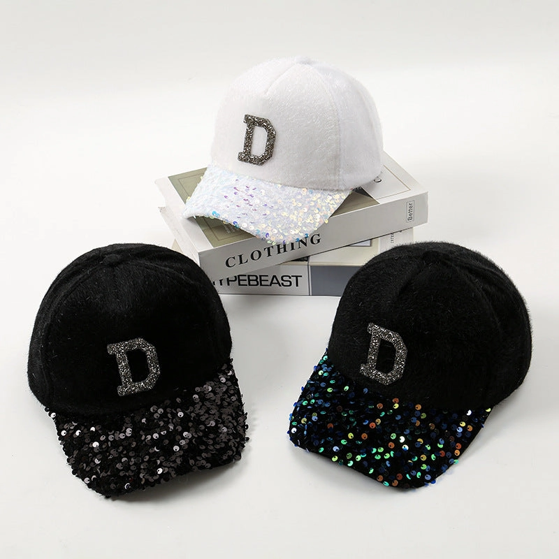Wholesale Diamond D Letter Plush Imitation Baseball Cap