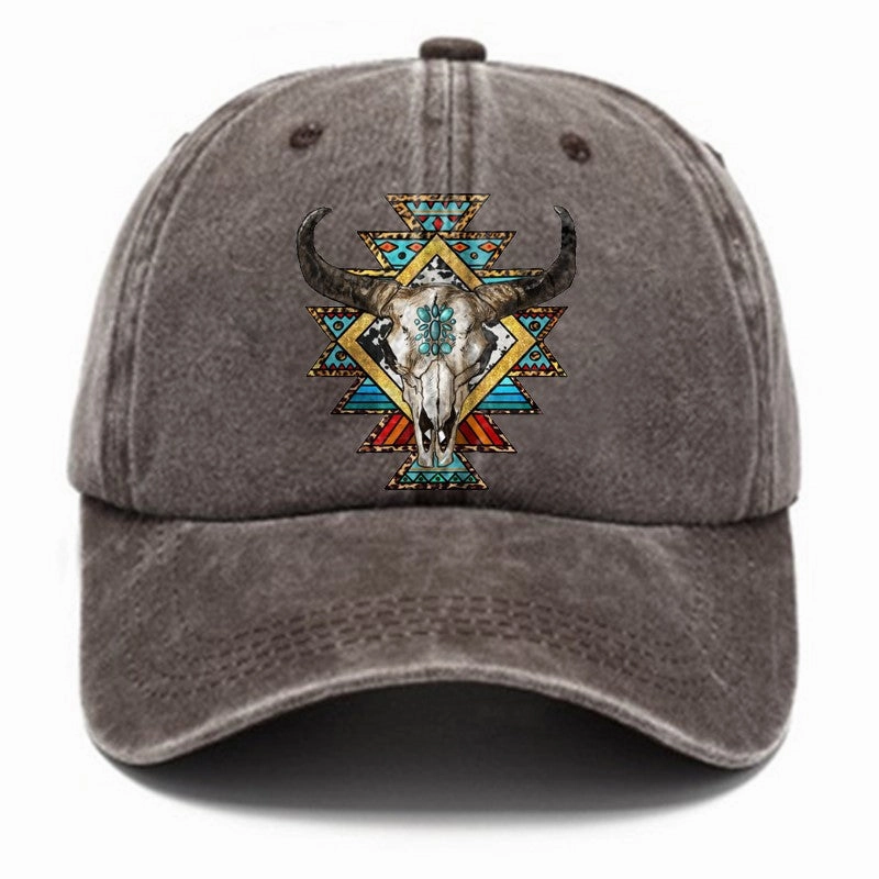 Wholesale Distressed Washed Cotton Printed Soft Top Baseball Cap