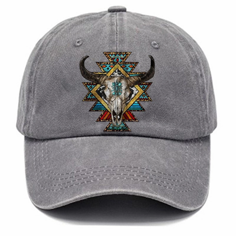 Wholesale Distressed Washed Cotton Printed Soft Top Baseball Cap