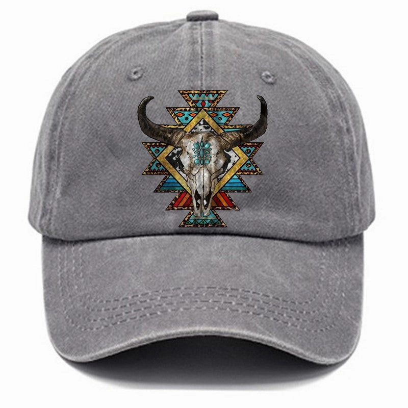 Wholesale Distressed Washed Cotton Printed Soft Top Baseball Cap
