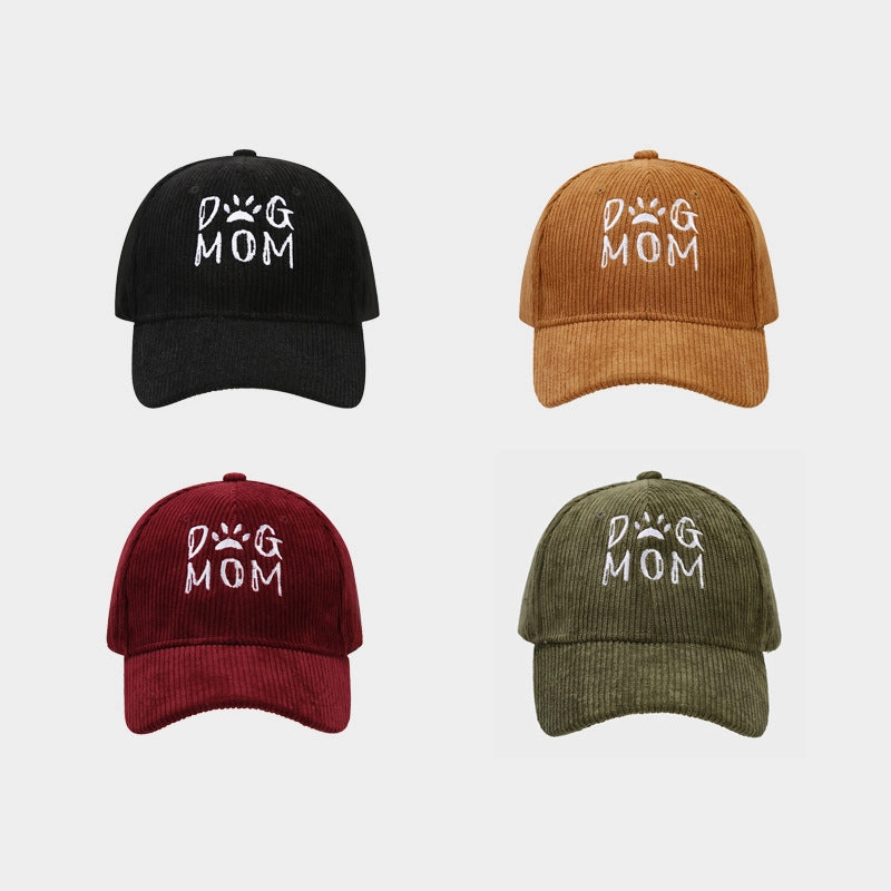 Wholesale DOG MOM Embroidered Corduroy Baseball Caps