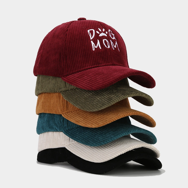 Wholesale DOG MOM Embroidered Corduroy Baseball Caps