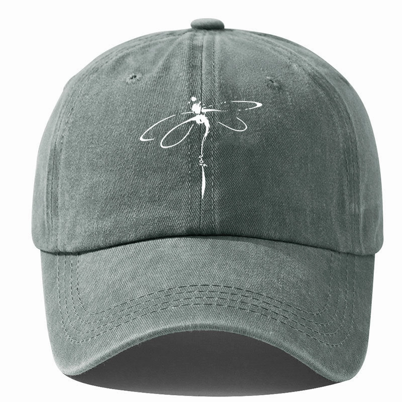 Wholesale Dragonfly Print Washed Distressed Baseball Cap