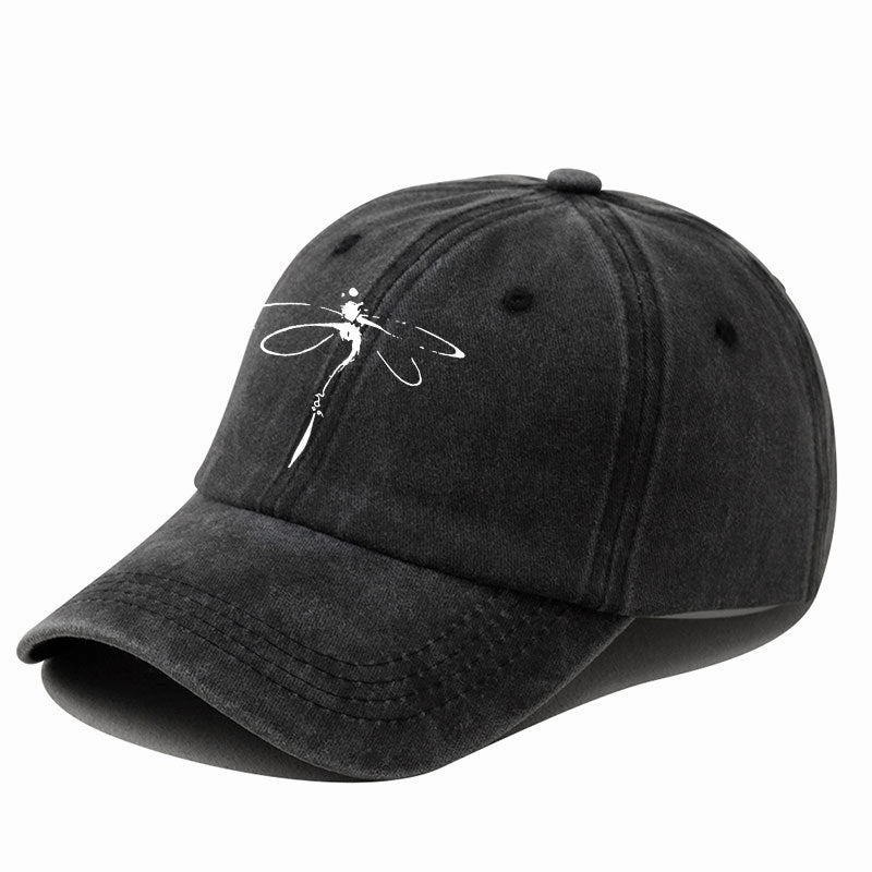 Wholesale Dragonfly Print Washed Distressed Baseball Cap