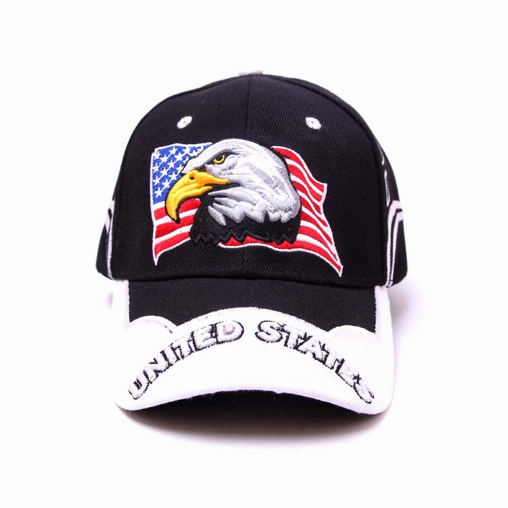 Wholesale Embroidered Eagle American Flag Polyester Baseball Cap
