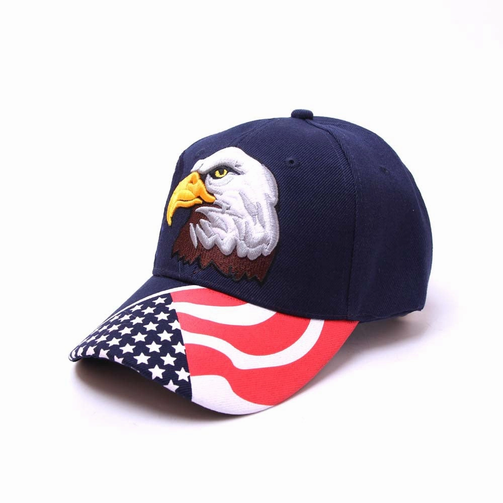 Wholesale Embroidered Eagle American Flag Polyester Baseball Cap