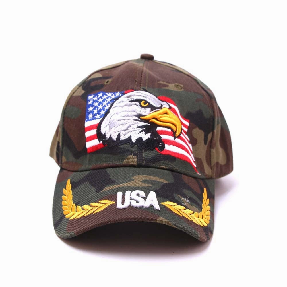 Wholesale Embroidered Eagle American Flag Polyester Baseball Cap